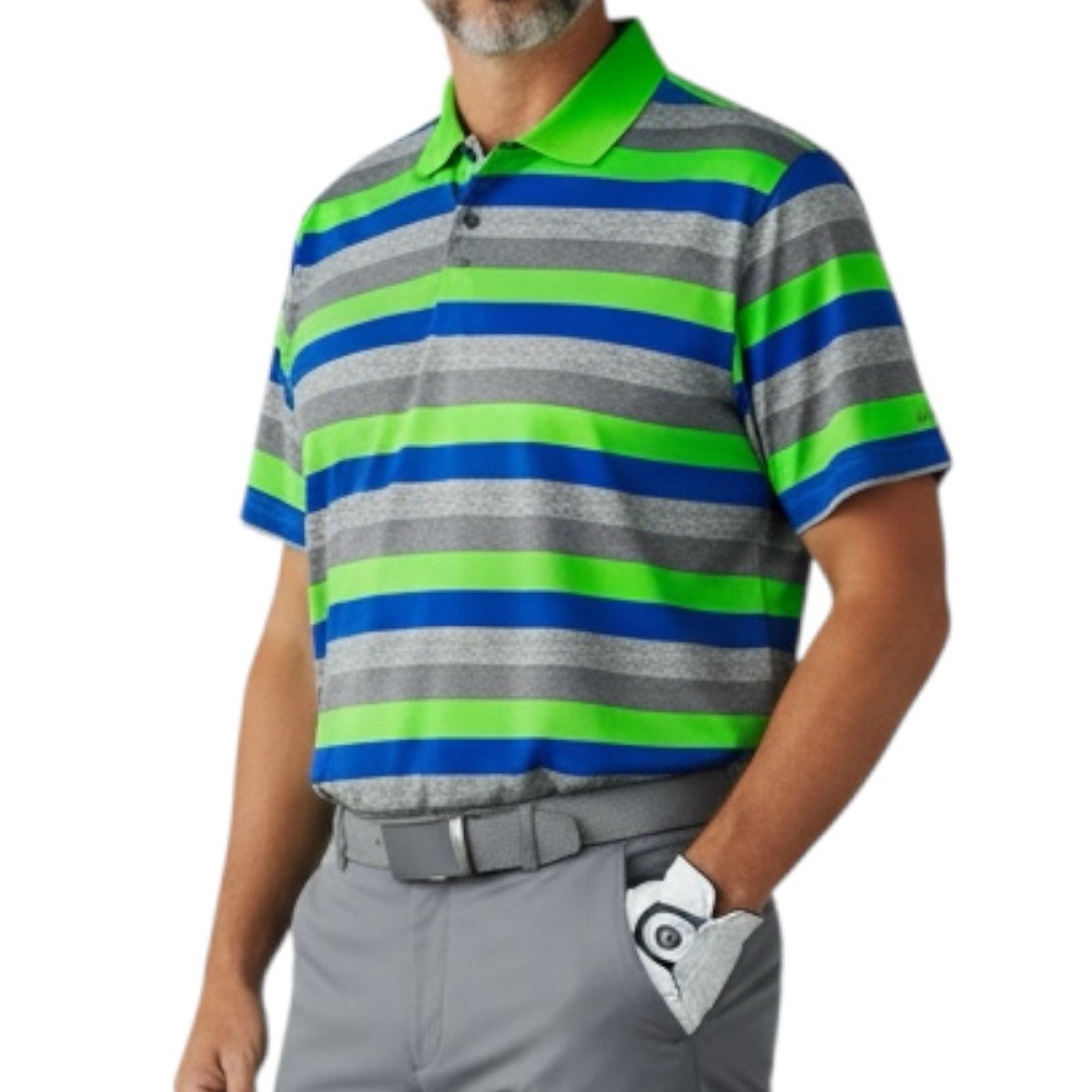 Walter Hagen Polo Shirt Men's 2XL Multicolor Striped Performance Golf Embroidery